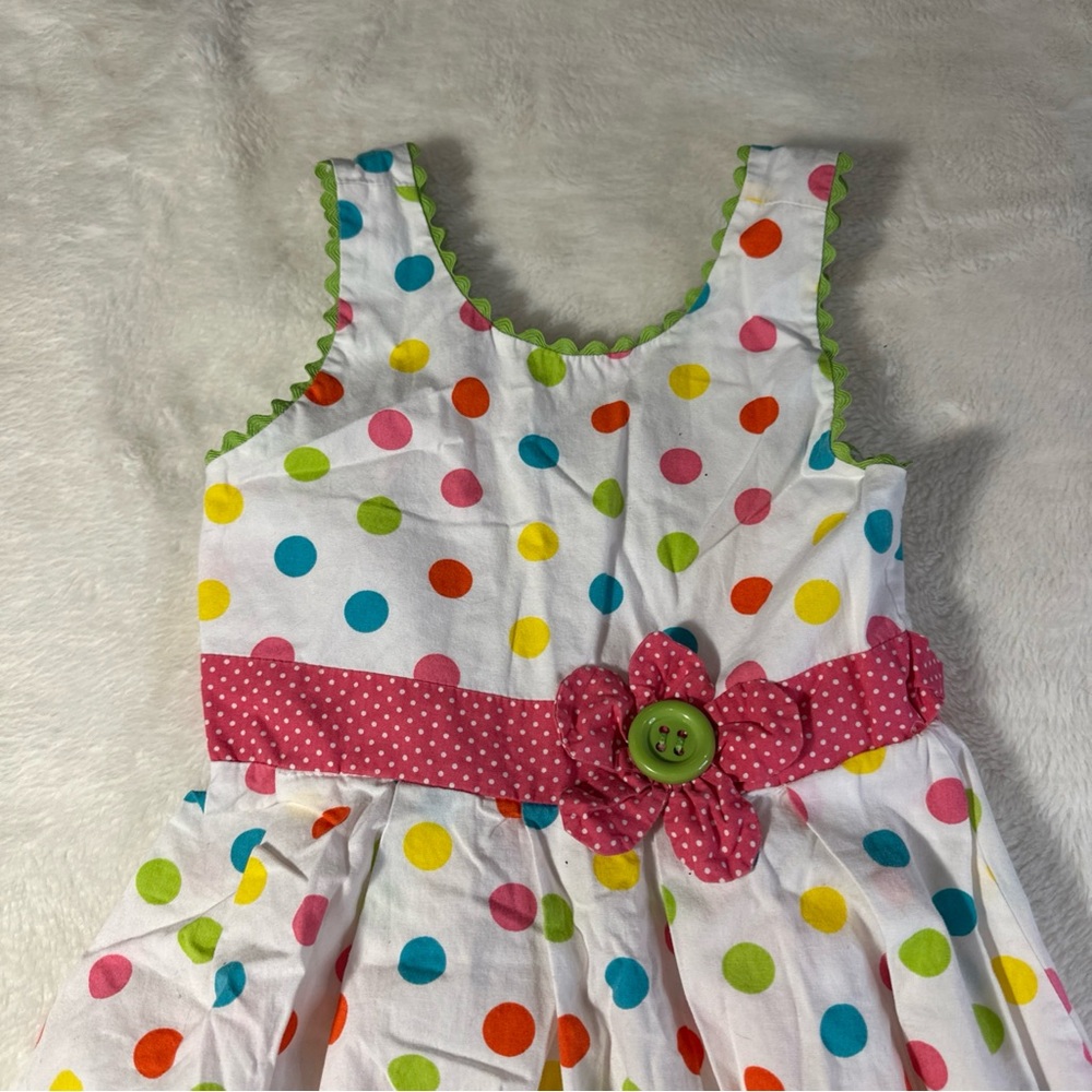 Rare Too Girls Pink Polka Dot Summer Dress Size 5 Cotton Blend - Picture 2 of 8